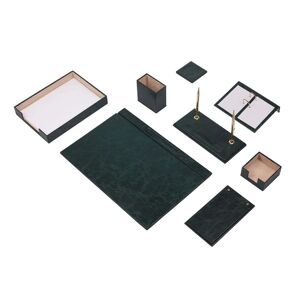 Ebern Designs Michalia Faux Leather Desk Organiser Set green 25.0 W cm