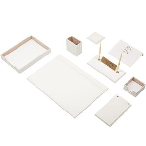 Ebern Designs Michalia Faux Leather Desk Organiser Set white 25.0 W cm