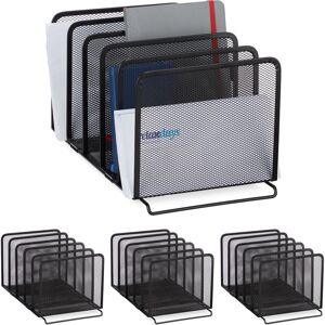 Relaxdays Set of 4 Filing Racks, Document Organiser, Magazines/Catalogues/Letter Collector, 18.5 x 20.5 x 37.5 cm, Black