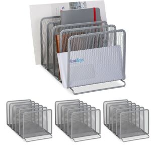 Relaxdays Set of 4 Filing Racks, Document Organiser, Magazines/Catalogues/Letter Collector, 19 x 20.5 x 37.5 cm, Silver