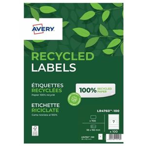 Recycled Filing Label Lever Arch File 192x38mm 7 Per A4 Sheet White - White - Avery