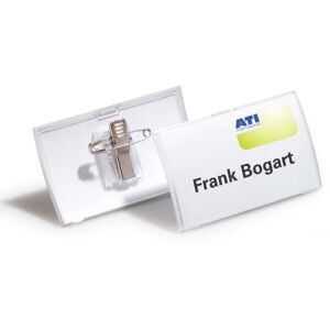 Click Fold Name Badge with Combi Clip 40x75mm Transparent, Pack of 25 - Transparent - Durable