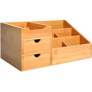 Homcom - Organiser Holder Multi-Function Storage Caddy Drawers Natural Bamboo - Natural wood finish