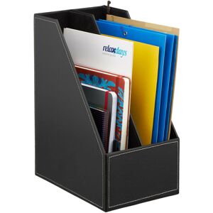 Relaxdays Filing Cabinet, Artificial Leather, 2 Compartments, DIN A4-C4, Sturdy Organiser, HWD: 35 x 18 x 26.5 cm, Black