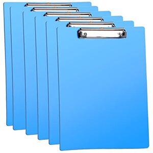 Ourui Clipboard Folder, 6 Packs A4 Plastic Clip Boards with Secure Hold for Office & C