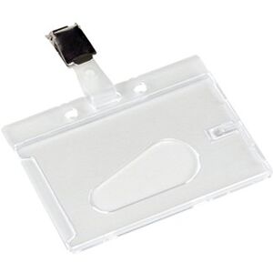 Q-Connect Rigid Credit Card Sized Name Badge Holder and Clip (Pack of 10) KF14148