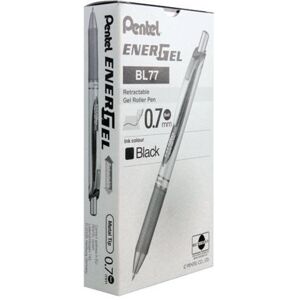 Pentel EnerGel Xm Retractable Gel Pen Medium Black (Pack of 12) BL77-A