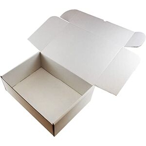 MEG4TEC 25 Pack White Corrugated Cardboard Shipping Boxes, Postal Mailing Storage Gift Packet Small Parcel, Post Box Cartons (15" x 11" x 5" (37.5cm x 27.5cm x 12.5cm))