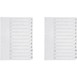 Q-Connect 1-12 Index Multi-Punched Reinforced Board Clear Tab A4 White KF01529 (Pack of 2)