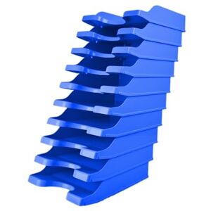 Deflecto A4 Pk of 10 x Self Stacking Letter Trays Blue, A4 paper tray organiser, letter organiser storage, desk trays - CP130YTBLUX10