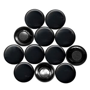 FIRST4MAGNETS Large Black Planning Office Magnets for Fridge, Whiteboard, Noticeboard, Filing Cabinet - 40mm dia x 8mm high - Pack of 12
