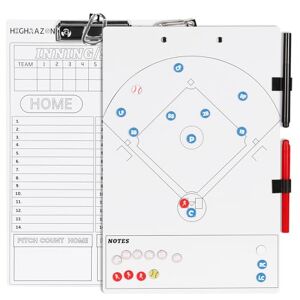 HIGHRAZON Magnetic Baseball Coaches Clipboard, White Double-Sided Dry Erase Coach Board, Tactics Whiteboard with Color Magnetic Sticker and 2 Marker for Coaches Gift