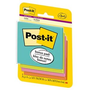 Post-it Super Sticky Notes, 3 in x 3 in, Marrakesh Collection, 3 Pads/Pack Orange, Purple, Red 45 Sheets Self-Adhesive Pouch