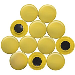 FIRST4MAGNETS Large Yellow Planning Office Magnets for Fridge, Whiteboard, Noticeboard, Filing Cabinet - 40mm dia x 8mm high - Pack of 12