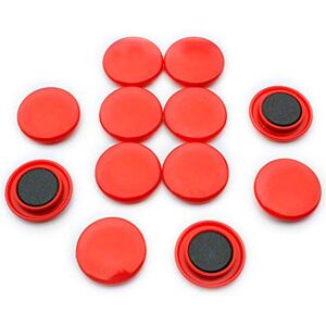 FIRST4MAGNETS Large Red Planning Office Magnets for Fridge, Whiteboard, Noticeboard, Filing Cabinet - 40mm dia x 8mm high - Pack of 12