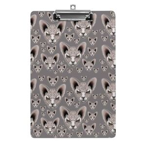 Mhxyzhw4 Pattern With Cat Sphinx Funny Clipboards with Low Profile Clip Stardard Letter Size Acrylic Clip Board for Office Meeting Classes