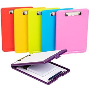 Mind Reader Clipboard, Plastic Letter, Bottom Opening Storage, Low Profile Clip, School, Office, Pack of 6, Color, Multi 6 Pack, 9. 25 x 13 x 1 inches