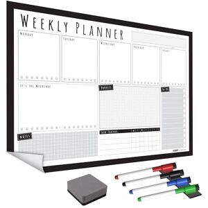 The Magnet Shop WallTAC A2 Weekly Planner Whiteboard Sticker for Wall Made in the UK Easy-to-Remove Dry Wipe Calendar with Reusable Adhesive Family Meal Planner or To Do List for Home and Office [42 x 60cm]