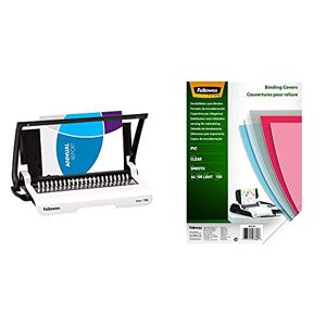 Fellowes Star A4 Manual Comb Binder, White & A4 Binding Covers, PVC 150 Micron, Clear, Pack of 100