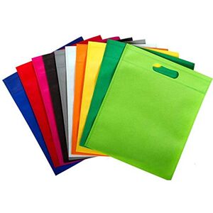 Janrax Pack of 50 Neon Green Coloured 40x30cm Non Woven Bags with Carry Handles