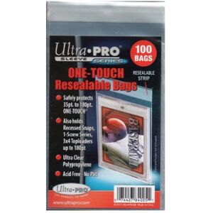 Ultra Pro Pack of 100 One Touch Resealable Poly Bags Sleeves for Card Holder