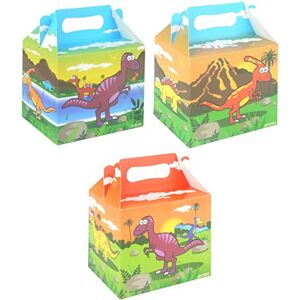 Quickdraw Kids Themed Birthday Party Favour Food Gift Boxes for Goodies & Treats Empty Cardboard Box to Fill (12 Boxes, Dinosaurs)