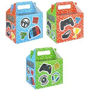 Quickdraw Kids Themed Birthday Party Favour Food Gift Boxes for Goodies & Treats Empty Cardboard Box to Fill (12 Boxes, Gamer)