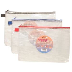 5 Star A4+ (36cm X 26cm) Tuff Bags Clear Reinforced Storage Folder Zippa Zip Wallets Case Water Resistant (Pack Of 3)