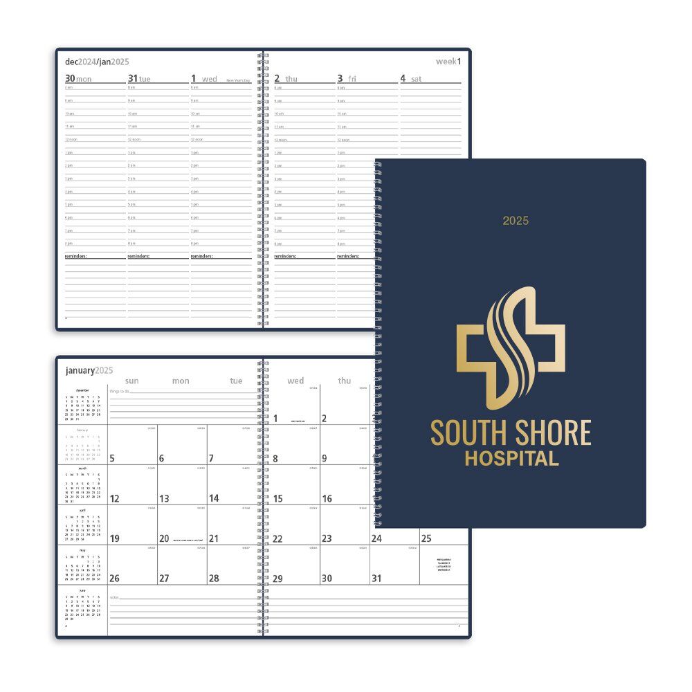 Positive Promotions 50 Monthly & Weekly Spiral Planners - Foil-Stamped Personalization Available