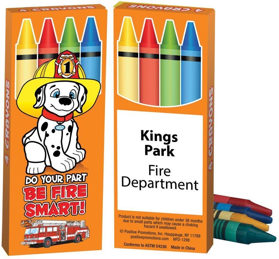 Positive Promotions 500 Do Your Part, Be Fire Smart! Non-Toxic Crayons - Personalization Available