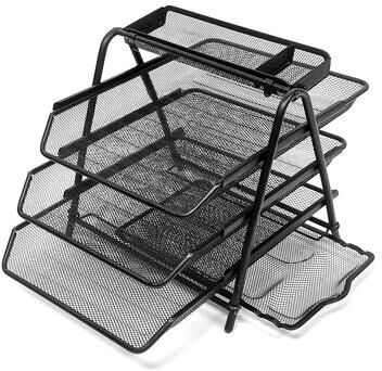 Mind Reader 3 Trays Desktop Document Letter Tray Organizer, Black