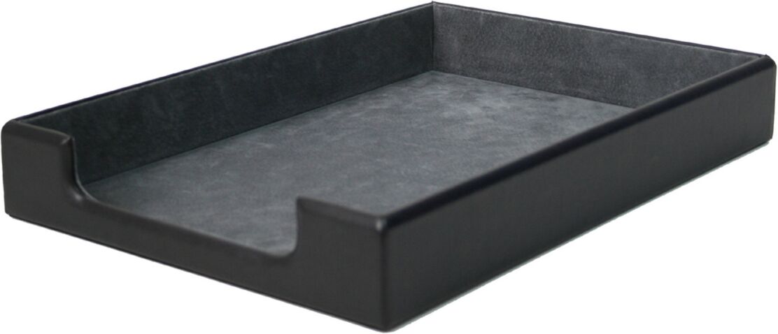 Royce New York Suede Lined Desktop Letter Tray Organizer - Black