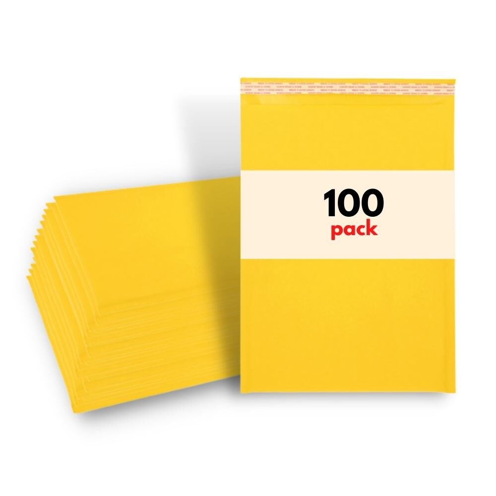 7.25" x 9.75" Yellow Kraft Bubble Mailers - #DVD - 100 Mailers/Case