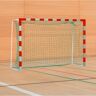 Sport-Thieme Handballtor mit fest stehenden Netzbügeln, Rot-Silber, IHF, Tortiefe 1,25 m