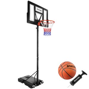 tectake Basketballkorb Dirk, Korbhöhe 230 - 305 cm, mit Ball & Pumpe - schwarz