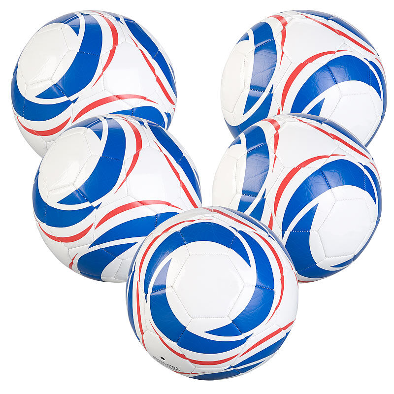 Speeron 5er-Set Trainings-Fußball aus Kunstleder, 22 cm Ø, Größe 5, 440 g