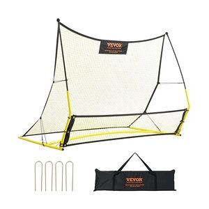 VEVOR 2 in 1 Fußball Rebound Doppelte Netze Tragbares Prellwand Fußball 25,4 x 25,4 mm, Rebounder Fußball Eisenrohr & PE-Netz Kinder & Jugendliche Verstellbar Fußballtor Rebounder Kicker Gelb