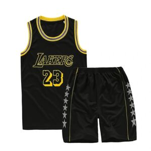 Lakers #23 Lebron James Jersey No.23 Basketball Uniform Set Kids yz Black L (140-150cm)