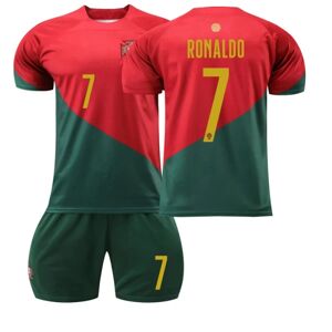 Goodies 22-23 Portugal Hjem #7 Ronaldo fodboldtrøjesæt Børn Voksen Børn Nyeste fodboldtrøjer Nr 7 Kis 20（110-120CM）