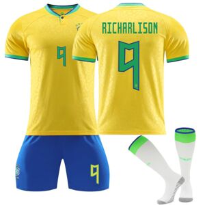 Goodies Richrrlison #9 22-23 brasiliansk VM fodboldtrøje Voksne børn fodboldtrøje Fodbold Træningstøj Kids 26(140-150cm)