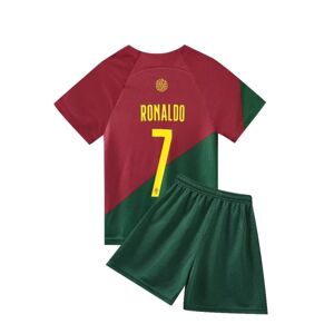 Goodies Portugal Hjem Cristiano Ronaldo 7 fodboldtrøje Ny sæsons seneste børnetrøjesæt Sokker fodbold Kids 26(140-150cm)