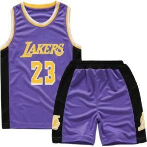 Lakers #23 Lebron James Jersey No.23 Basketball Uniform Set Kids / K Purple XL (150-155cm)