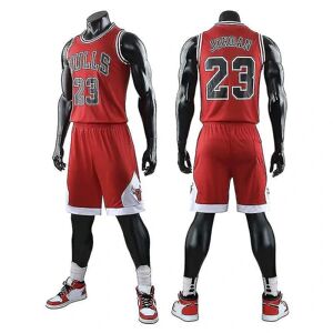 CNMR Chicago Bulls Jordan Jersey No.23 voksen basketball uniform sæt zy RedXXL (170-175cm)