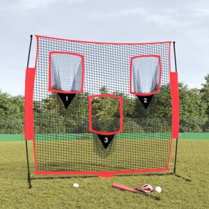 vidaXL bærbart baseballnet 183x105x183 cm polyester sort og rød