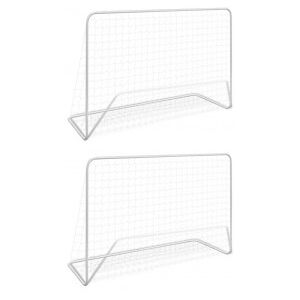 vidaXL Porterías De Fútbol 2 Uds Con Red 182x61x122 Cm Acero Blanco