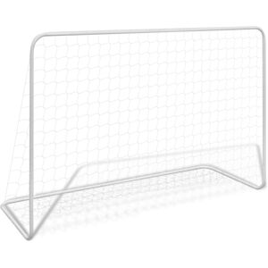 vidaXL Portería de fútbol con red acero blanco 182x61x122 cm