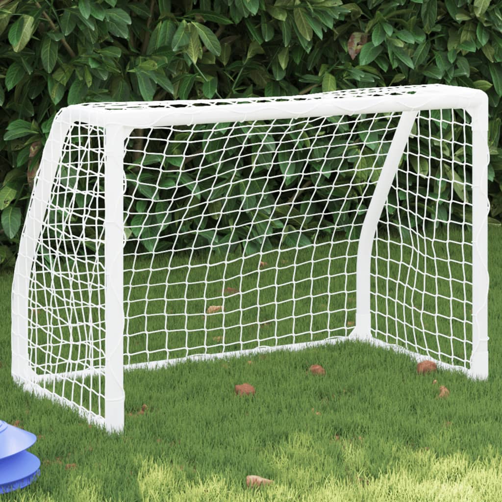 vidaXL Porterías fútbol niños y balón 2 uds metal blanco 64x35x48 cm