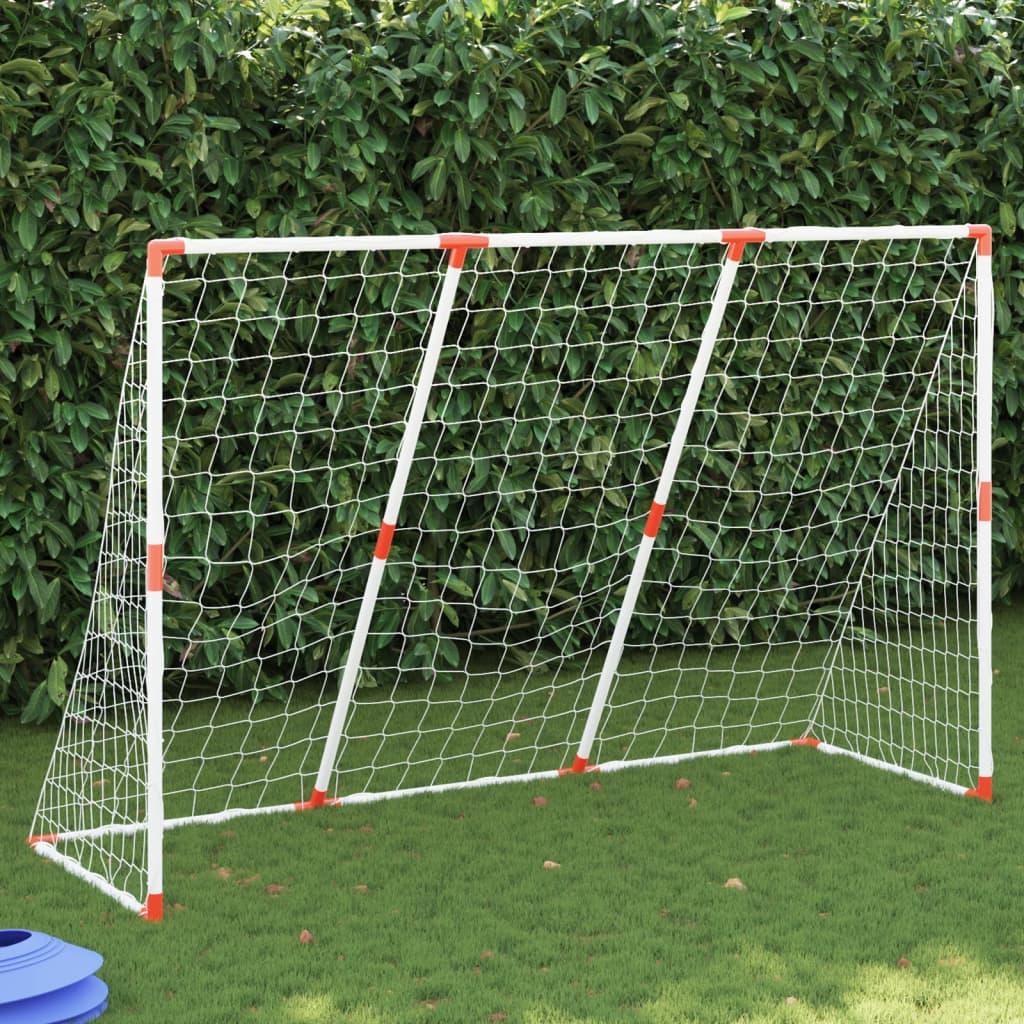 vidaXL Portería de fútbol con balones 2 en 1 blanco 184x64x124 cm