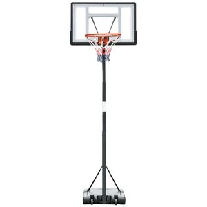 HOMCOM Panier de Basket-Ball sur pied avec poteau panneau base de lestage sur roulettes hauteur réglable panier 2,55 - 3,05 m noir blanc