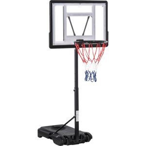 HOMCOM Panier de basketball sur pied avec roulettes hauteur réglable base de lestage eau ou sable usage intérieur extérieur acier noir